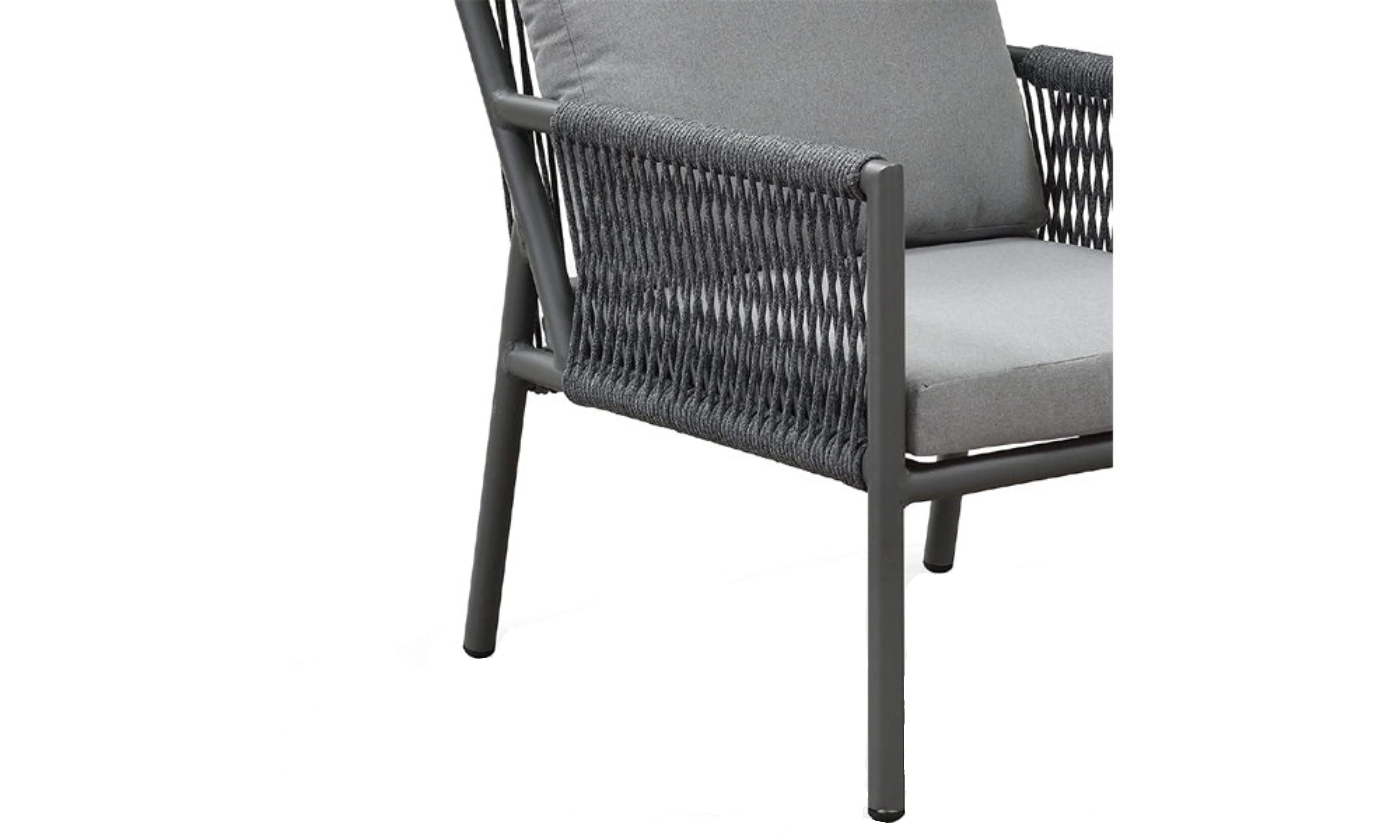 Deny Outdoor Sofa Set 2 Seater , 2 Single seater and 1 Center Table Set (Grey) Braided & Rope - Image 5