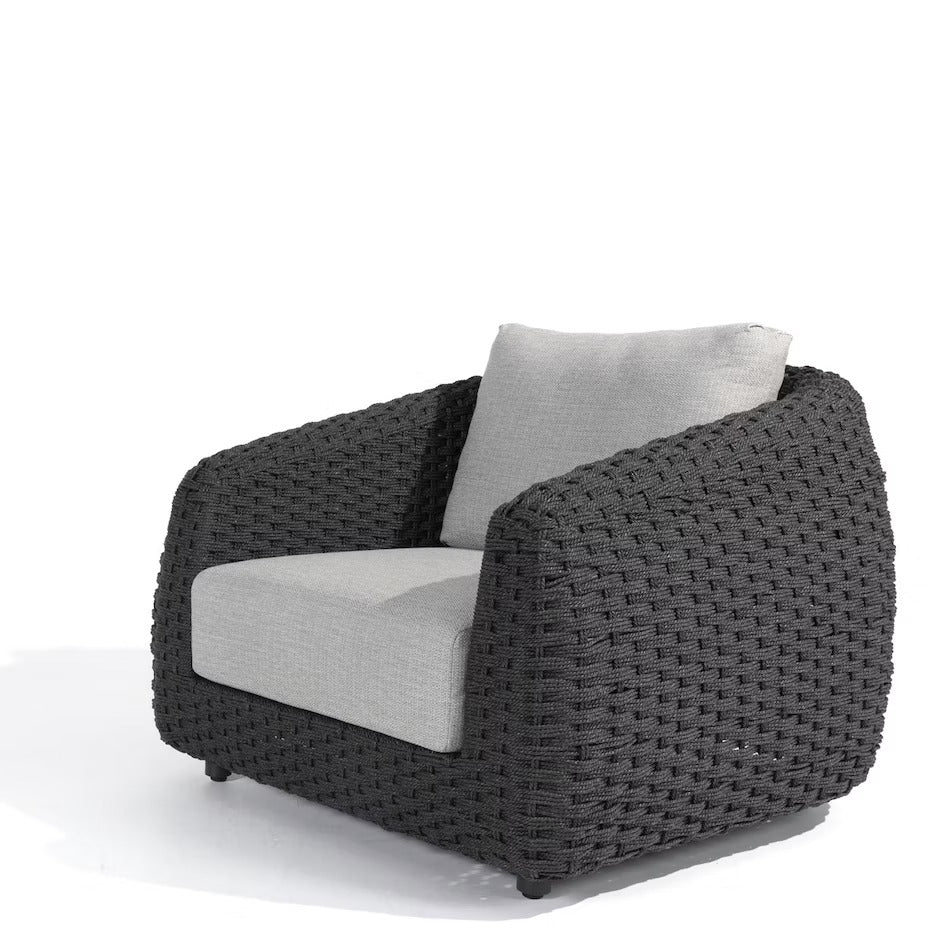 Deskoy Outdoor Garden Balcony Sofa Set 2 Seater, 2 Single seater and 1 Center Table Set, Braid & Rope (Black) - Image 6