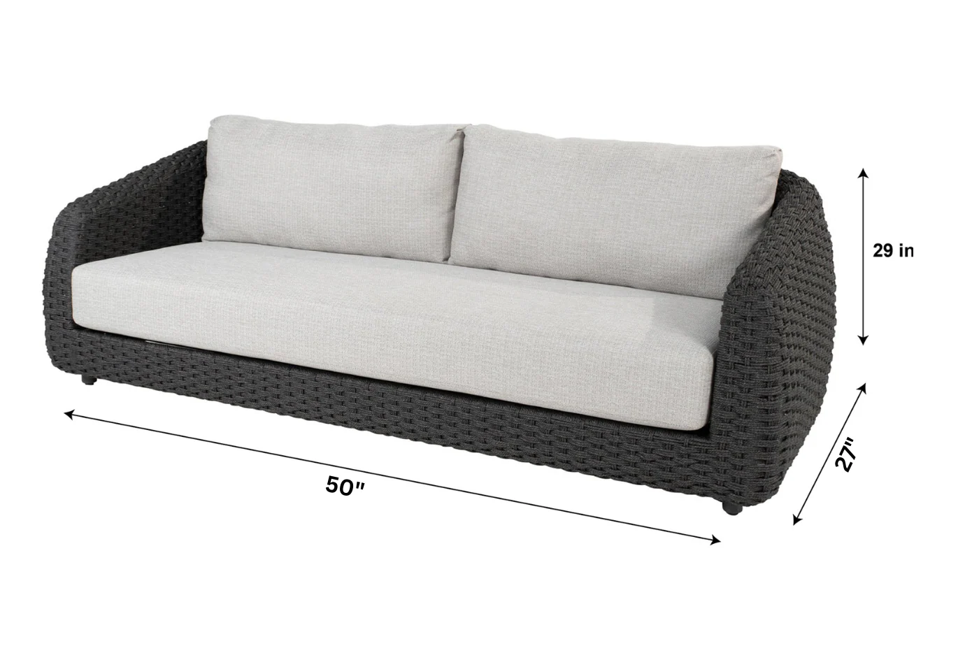 Deskoy Outdoor Garden Balcony Sofa Set 2 Seater, 2 Single seater and 1 Center Table Set, Braid & Rope (Black) - Image 9