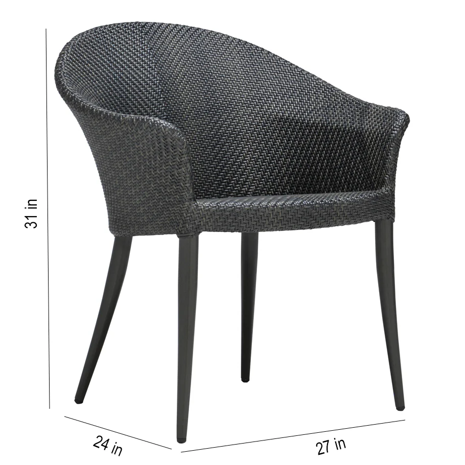 Doyle Outdoor Patio Seating Set 2 Chairs and 1 Table Set (Black) - Image 2