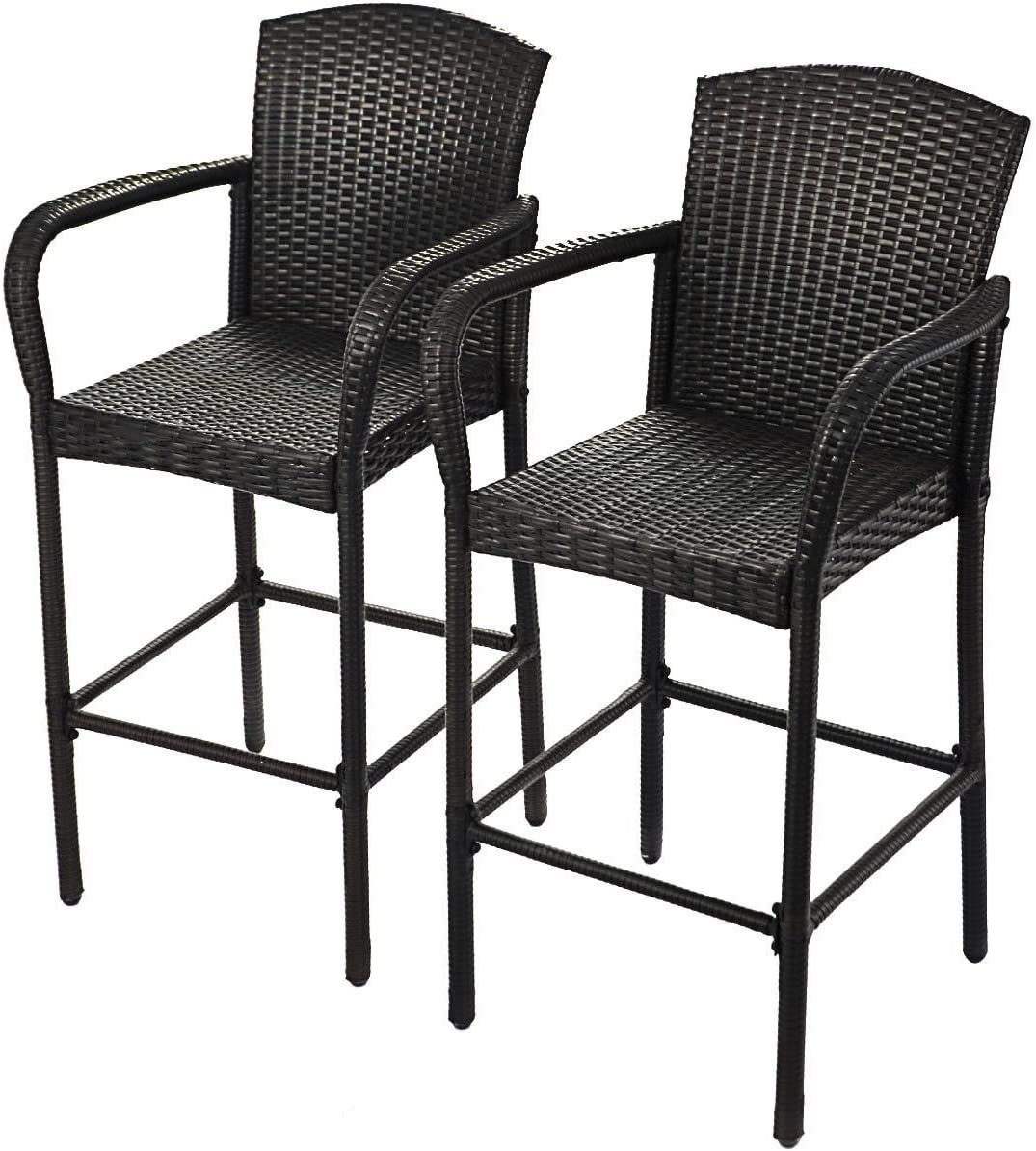 Anselmo Outdoor Patio Bar Chair 2 Chairs For Balcony (Dark Brown) - Image 5
