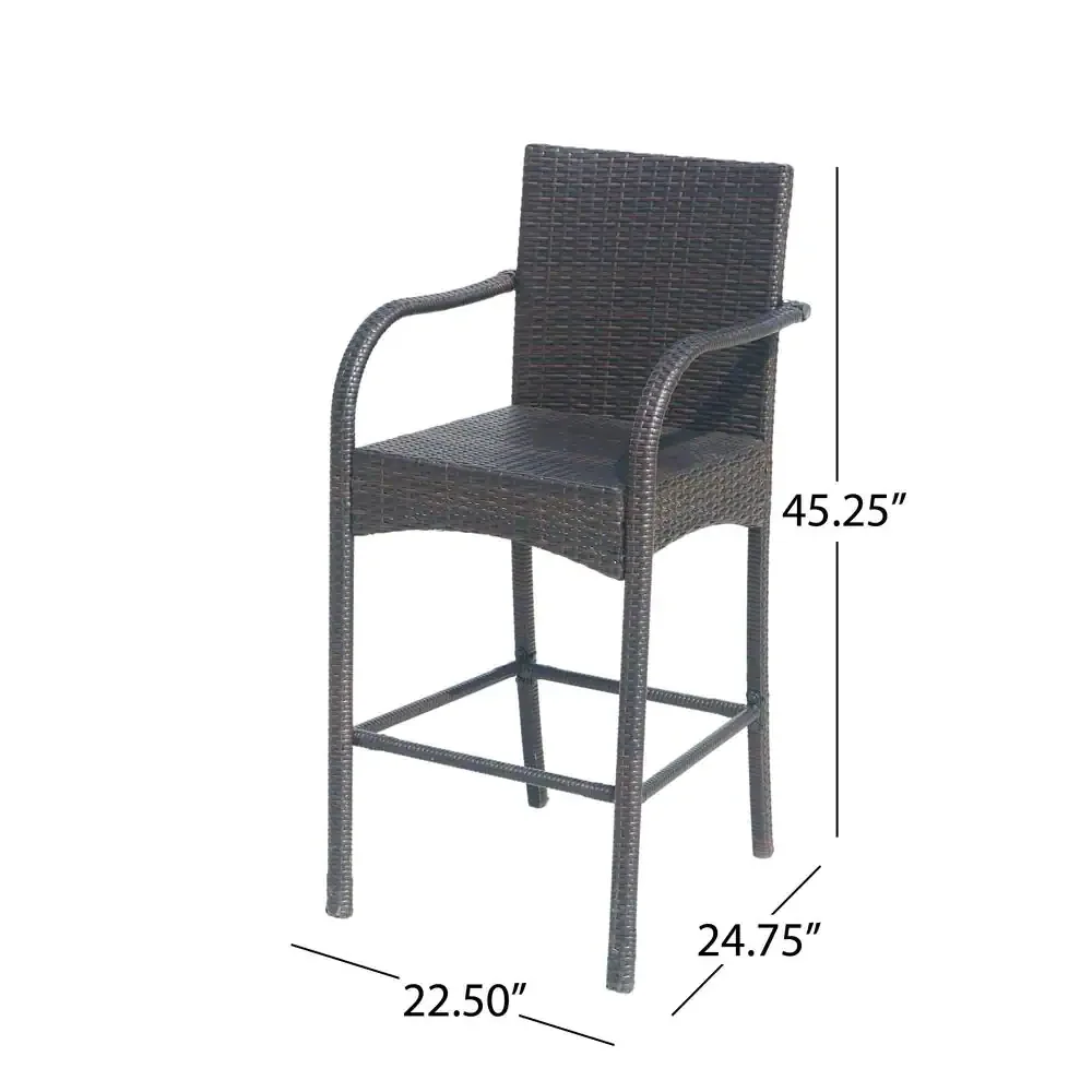 Gian Outdoor Patio Bar Chair 2 Chairs For Balcony (Brown) - Image 3