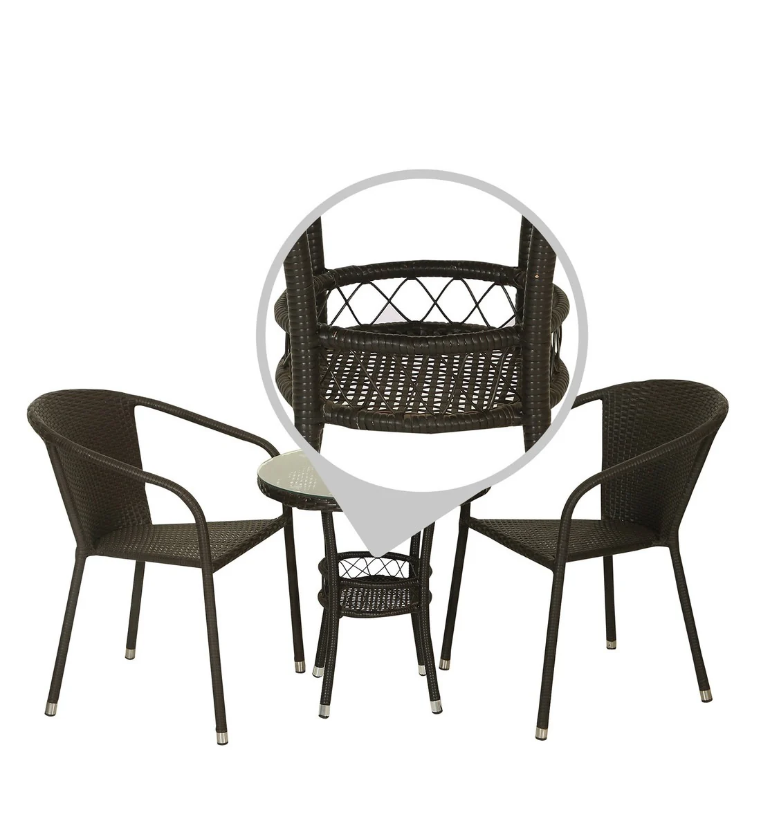 Ted Outdoor Patio Seating Set 2 Chairs and 1 Table Set - Image 4
