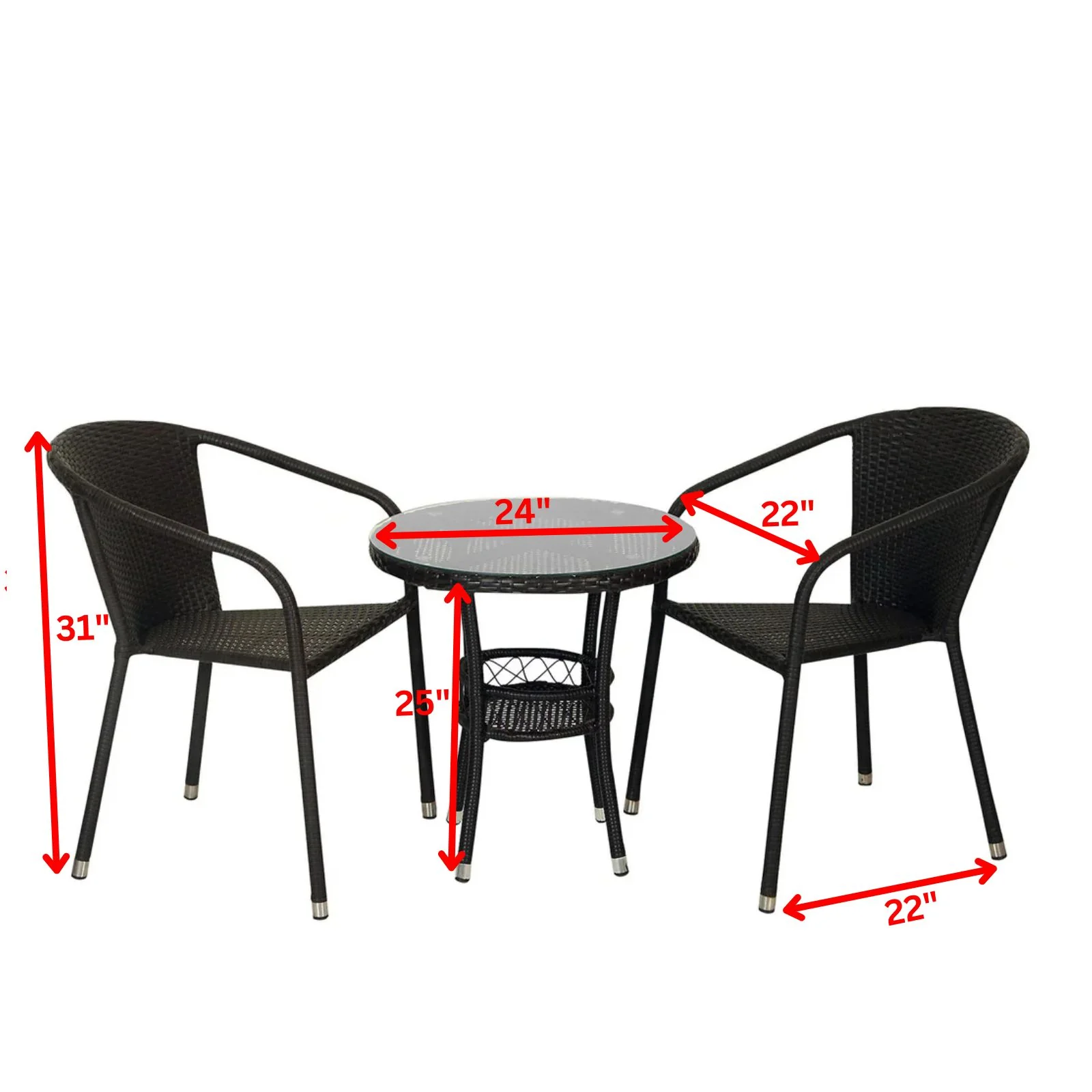 Ted Outdoor Patio Seating Set 2 Chairs and 1 Table Set - Image 5