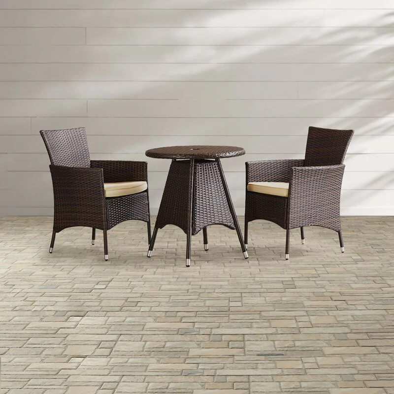 Nitara Outdoor Patio Seating Set 2 Chairs and 1 Table Set (Dark Brown) - Image 2