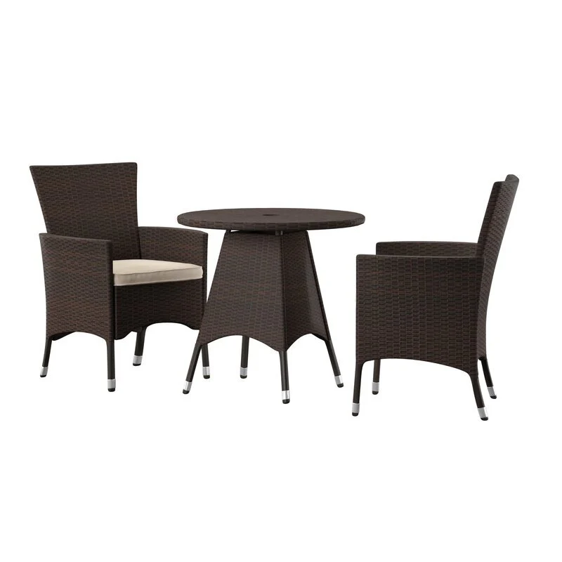 Nitara Outdoor Patio Seating Set 2 Chairs and 1 Table Set (Dark Brown) - Image 3