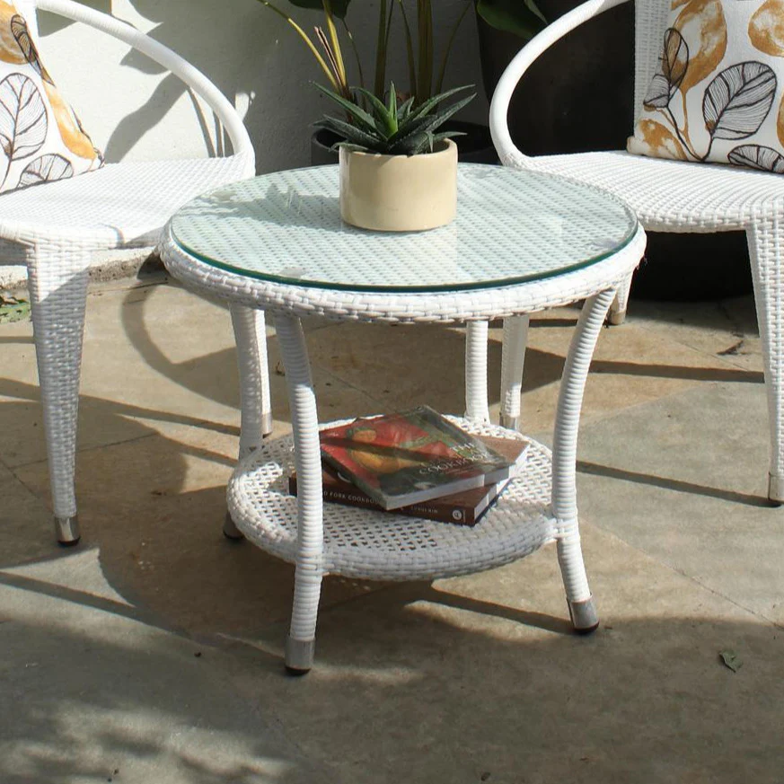 Shibbu Outdoor Patio Seating Set 2 Chairs and 1 Table Set (White) - Image 3
