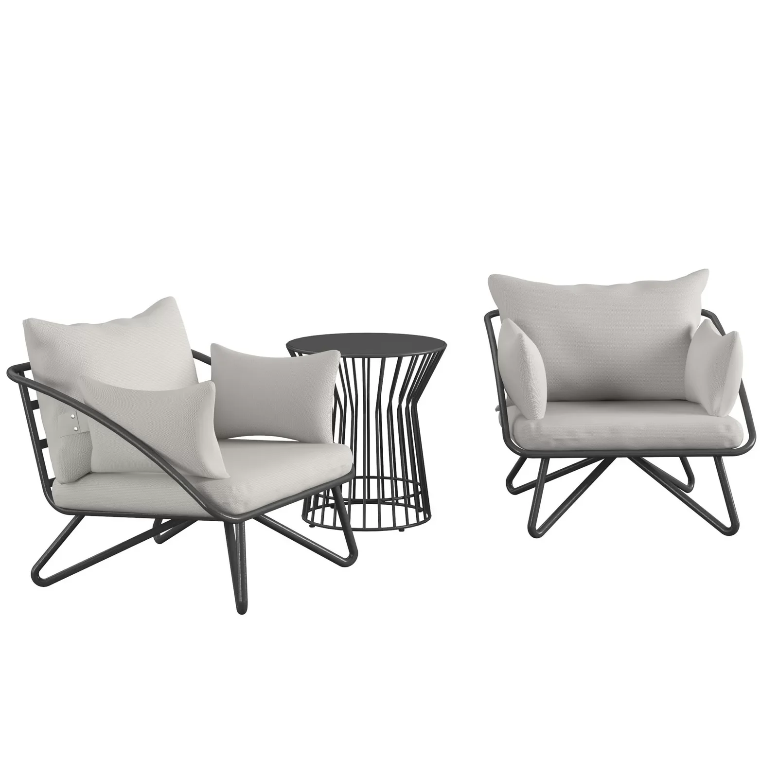 Yug Outdoor Patio Seating Set 2 Chairs and 1 Table Set (Grey) - Image 2