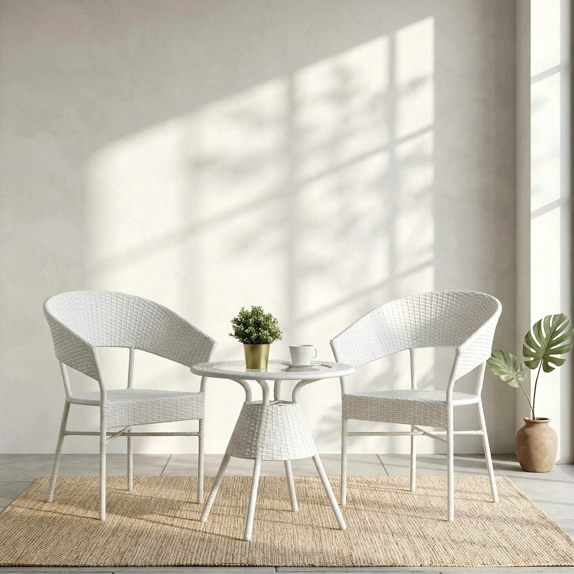 Bud Outdoor Patio Seating Set 2 Chairs and 1 Table Set - Image 7