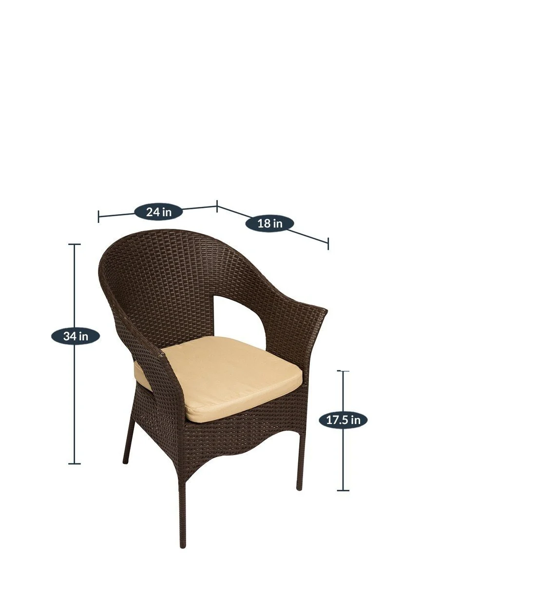 Blaze Outdoor Patio Seating Set 2 Chairs and 1 Table Set (Brown) - Image 6