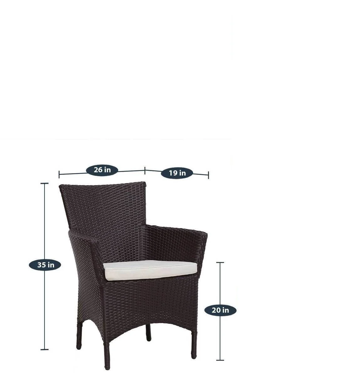 Tukur Outdoor Patio Seating Set 2 Chairs and 1 Table Set (Brown) - Image 6