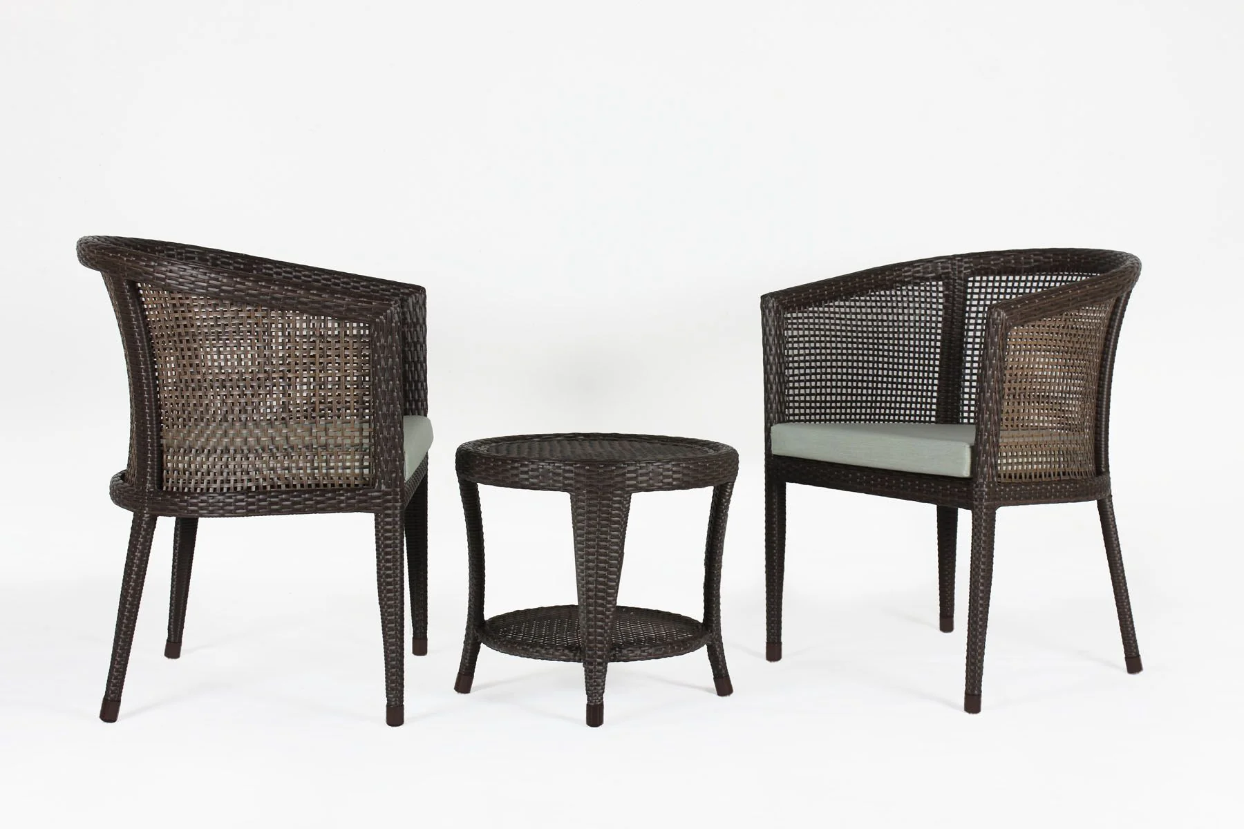 Alhad Outdoor Patio Seating Set 2 Chairs and 1 Table Set (Brown) - Image 2