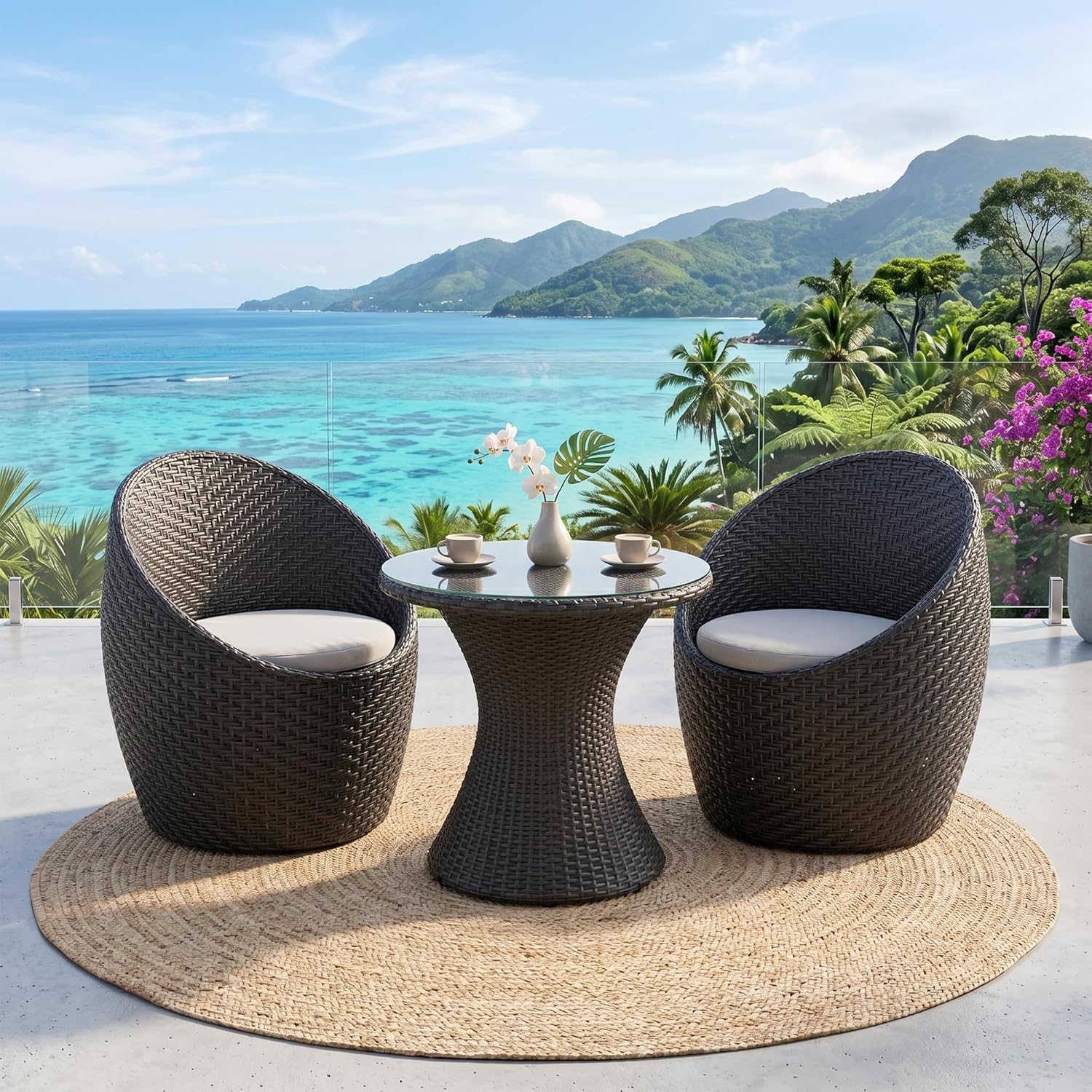 Coco Outdoor Patio Seating Set 2 Chairs and 1 Table Set - Image 5