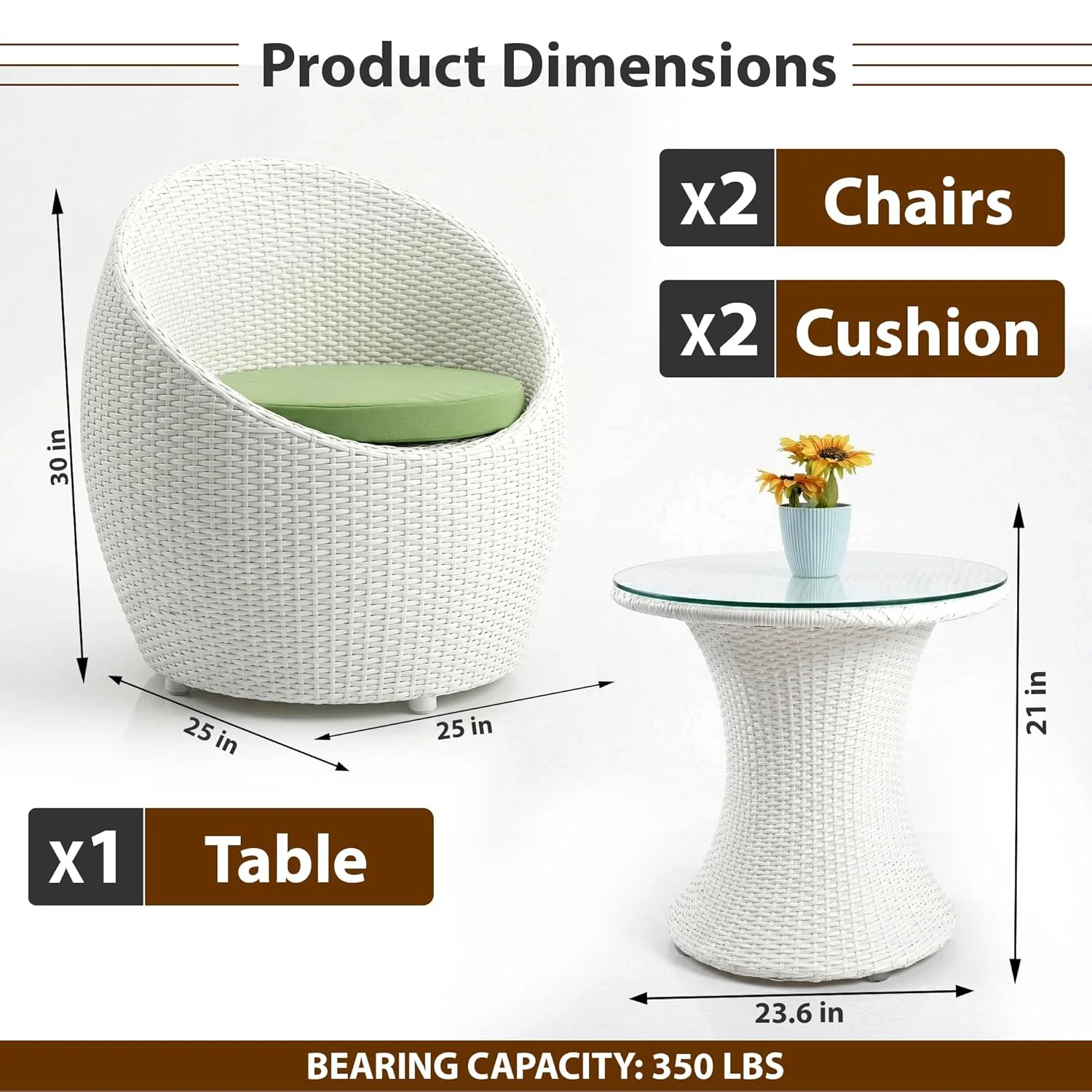 Coco Outdoor Patio Seating Set 2 Chairs and 1 Table Set - Image 8