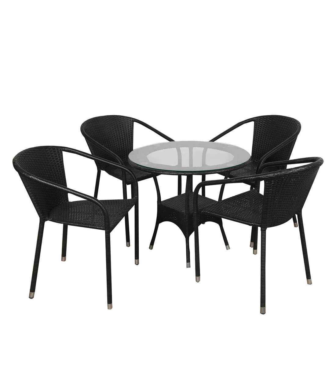 Duke Outdoor Patio Seating Set 4 Chairs and 1 Table Set (Black) - Image 3