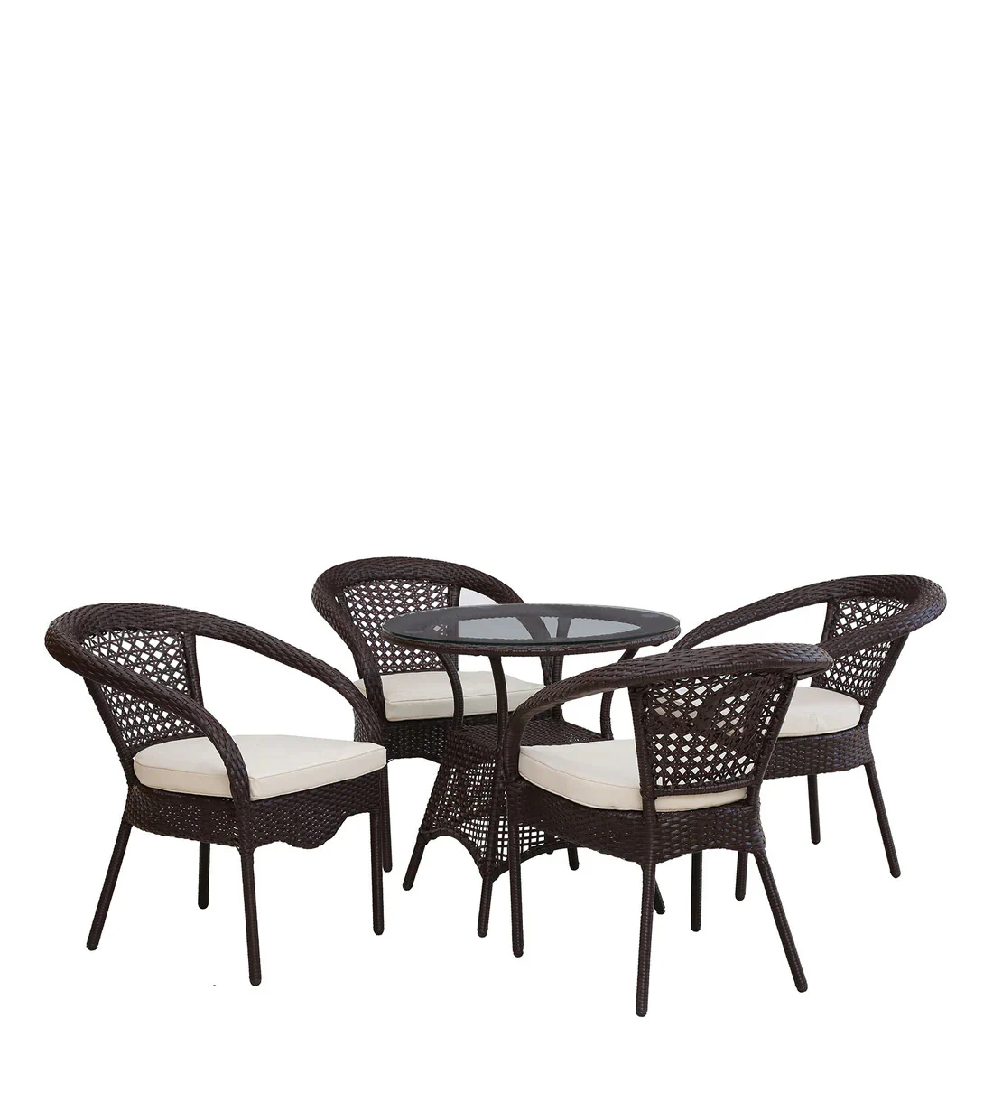 Moonpie Outdoor Patio Seating Set 4 Chairs and 1 Table Set (Dark Brown) - Image 3