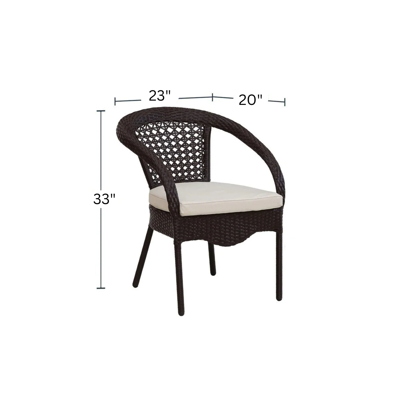 Moonpie Outdoor Patio Seating Set 4 Chairs and 1 Table Set (Dark Brown) - Image 9