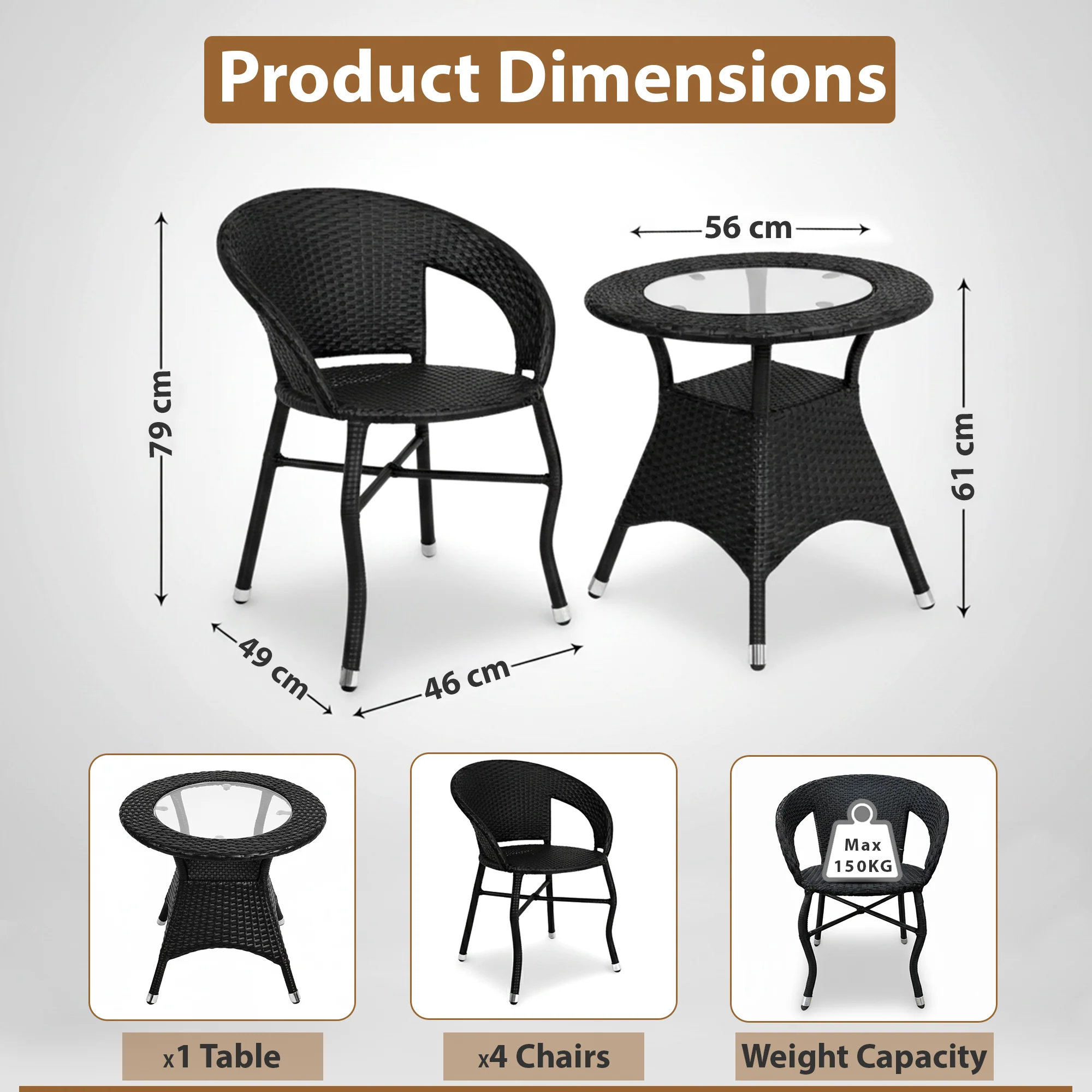 Boss Outdoor Patio Seating Set 4 Chairs and 1 Table Set - Image 6