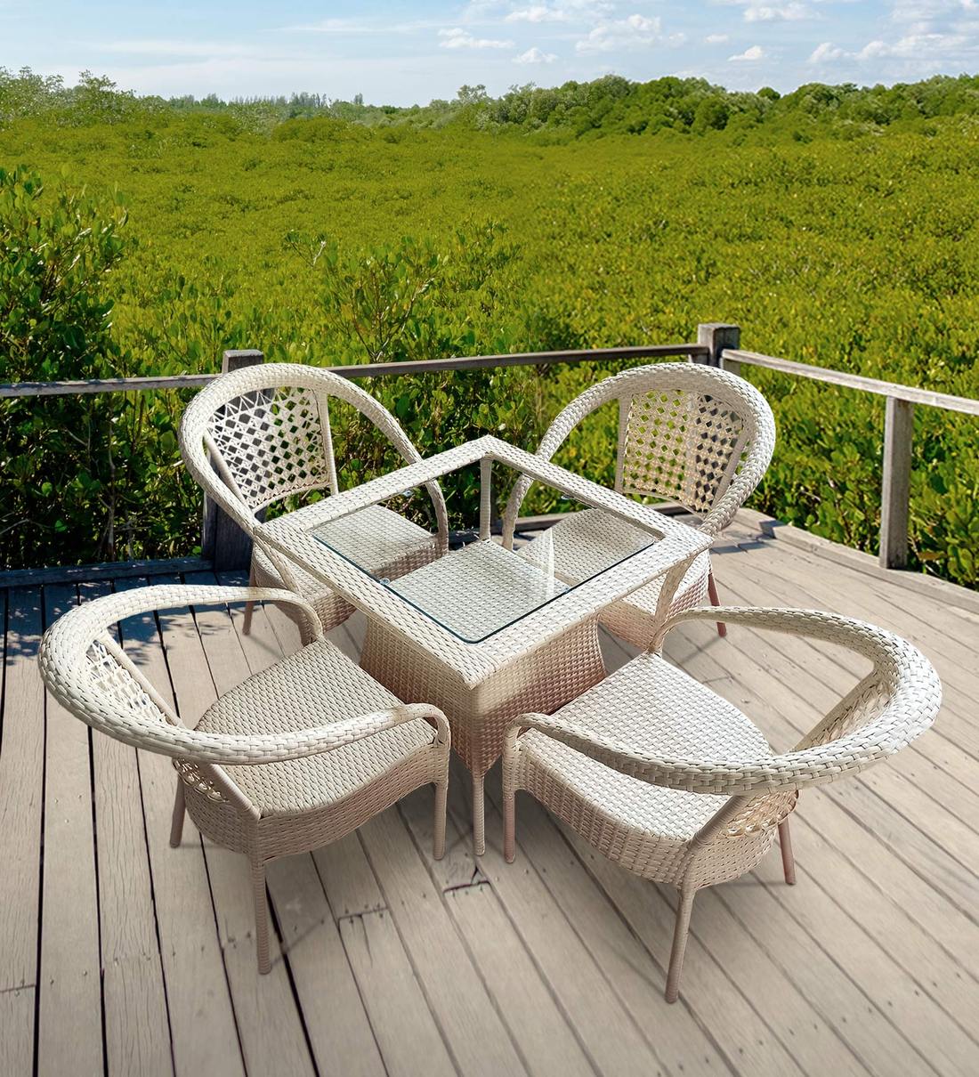 Aiman Outdoor Patio Seating Set 4 Chairs and 1 Table Set - Image 7