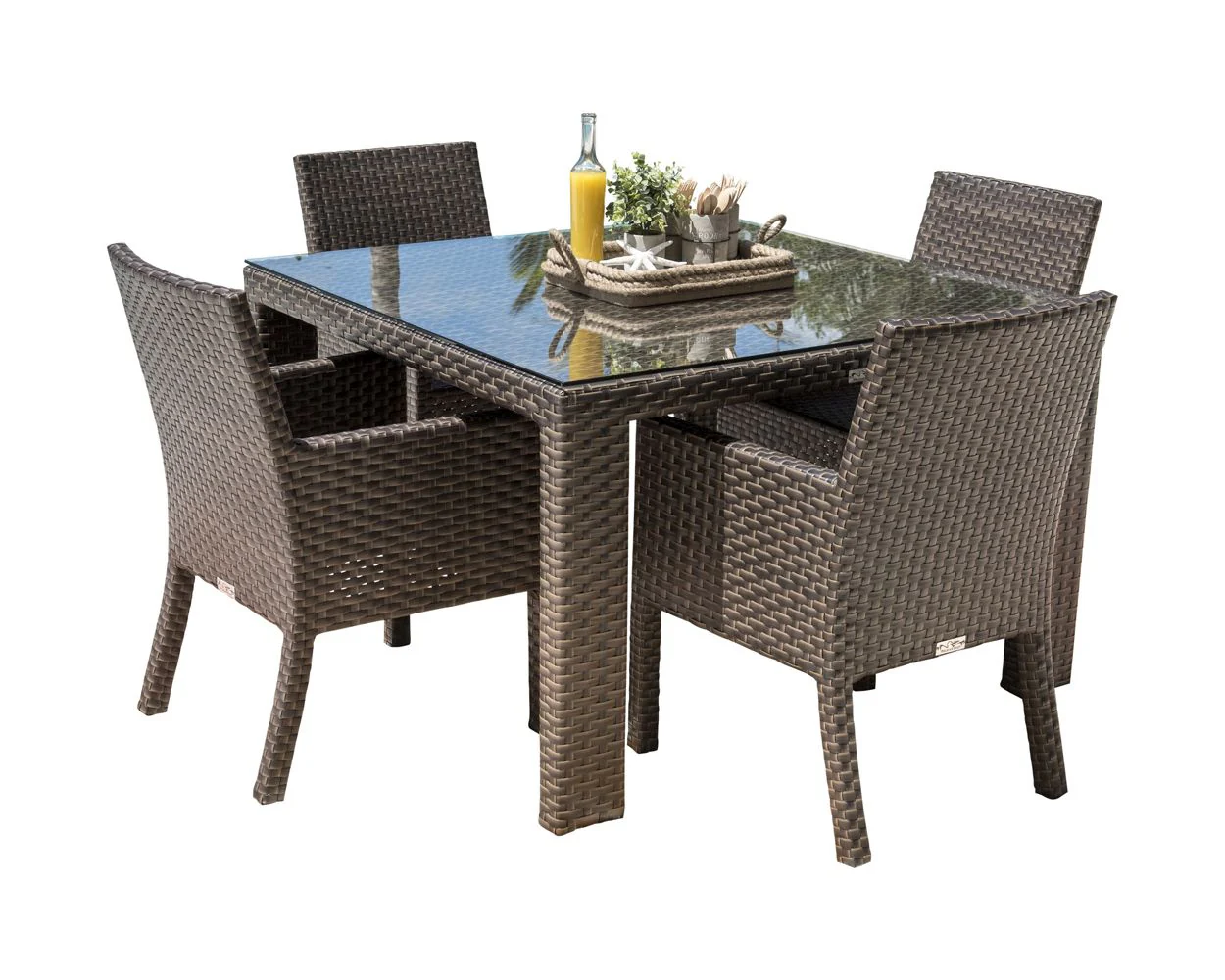 Napolitano Outdoor Patio Dining Set 4 Chairs and 1 Table (Brown) - Image 2