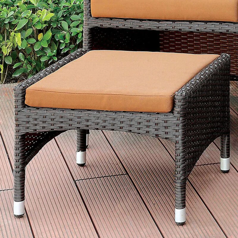 Ava Outdoor Patio Seating Set 2 Chairs 2 Ottoman and Table Set (Dark Brown) - Image 5