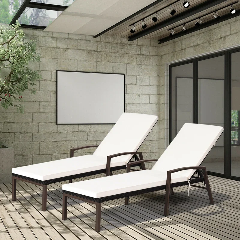 Nimble Outdoor Swimming Poolside Lounger Set of 2 (Brown) - Image 3