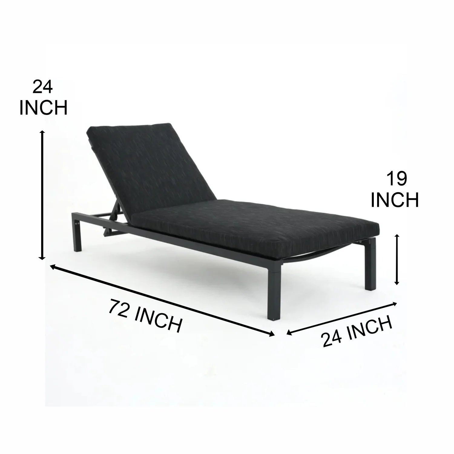 Hamper Outdoor Swimming Poolside Lounger Set of 2 (Black) - Image 4