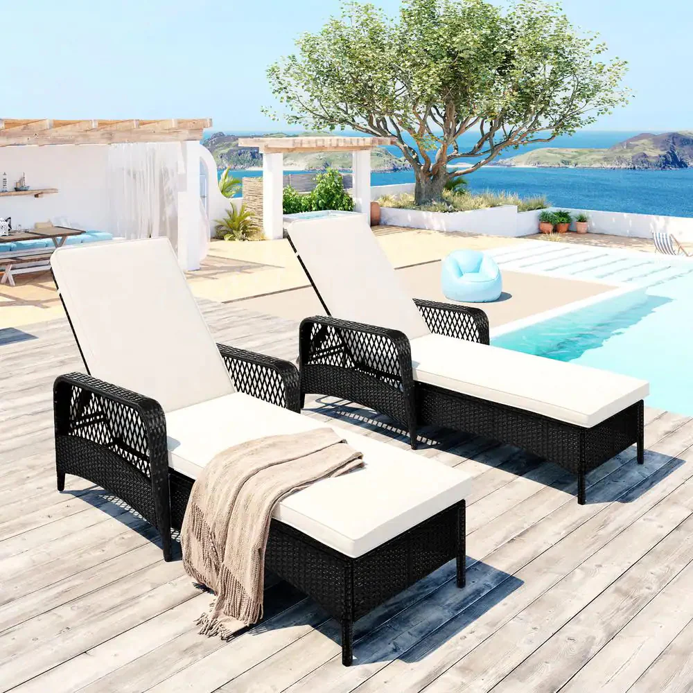 Amaze Outdoor Swimming Poolside Lounger Set of 2 (Black) - Image 3