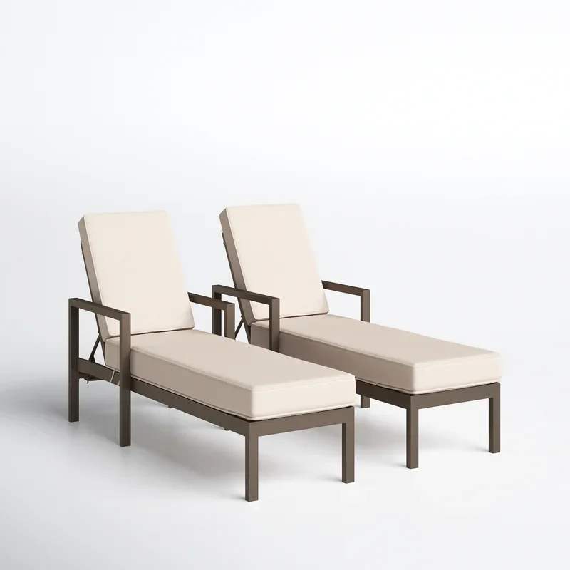 Aura Outdoor Swimming Poolside Lounger Set of 2 (Brown) - Image 2