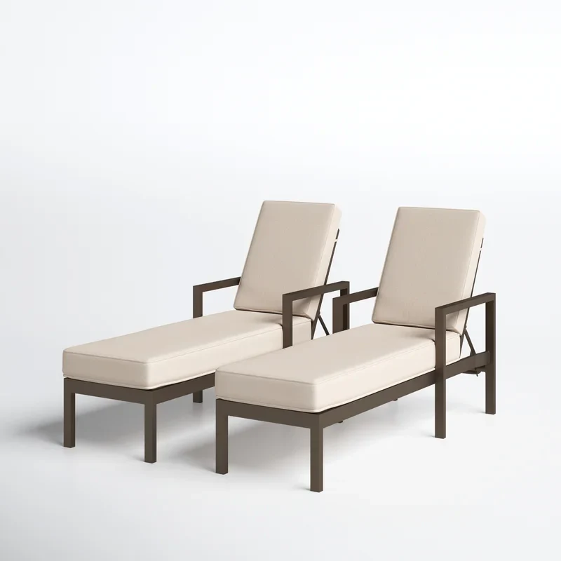 Aura Outdoor Swimming Poolside Lounger Set of 2 (Brown) - Image 3