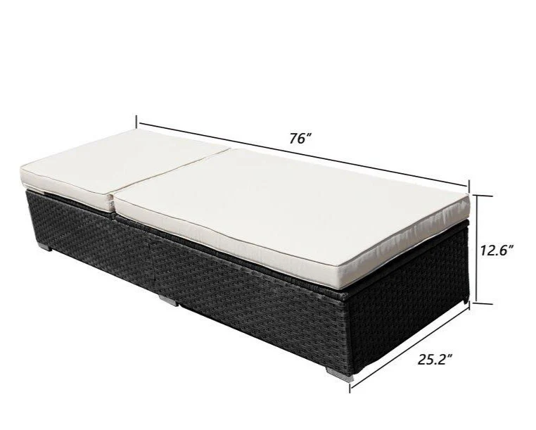 Begin Outdoor Swimming Poolside Lounger (Set of 2) With Side Table (Black) - Image 3