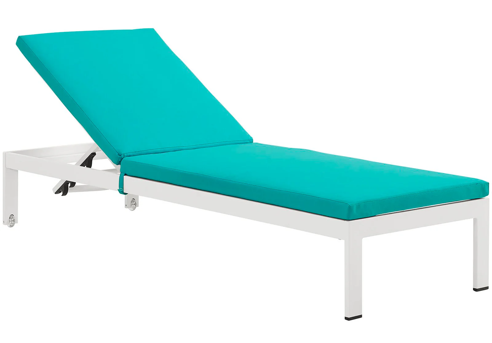 Bright Outdoor Swimming Poolside Lounger With  1 Side Table (White) - Image 7