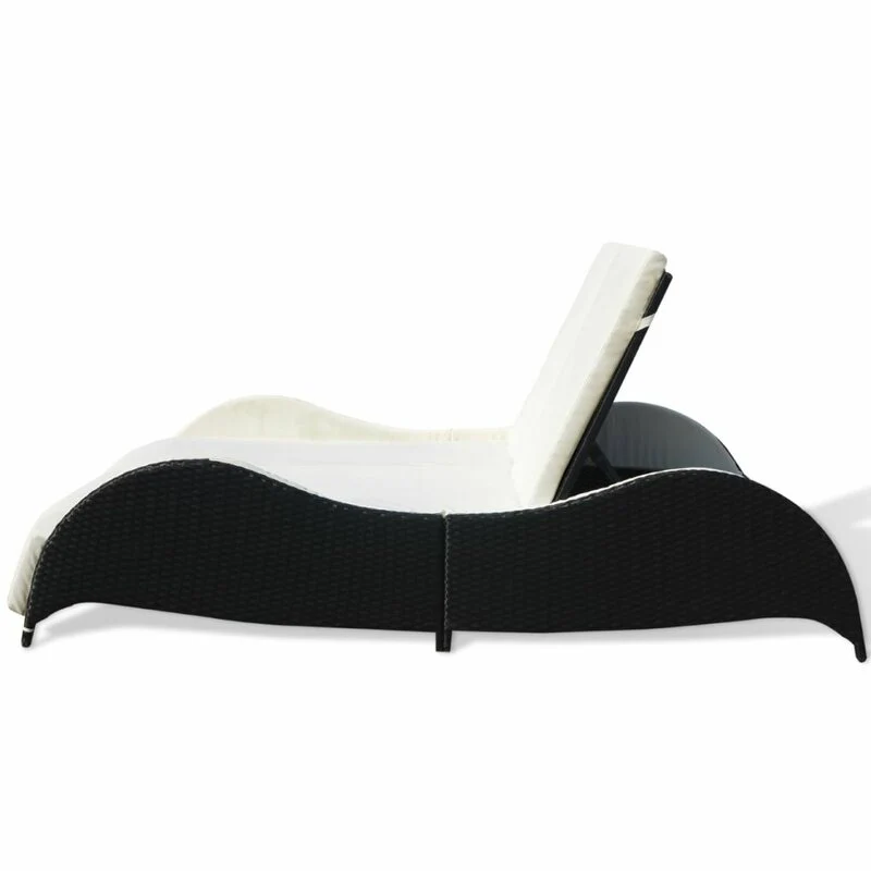 Capone Outdoor Poolside Sunbed With Cushion Daybed (Black/Brown) - Image 4
