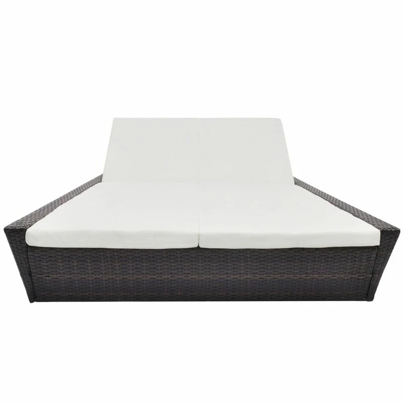 Adalberto Outdoor Poolside Sunbed With Cushion Daybed (Black/Brown) - Image 4