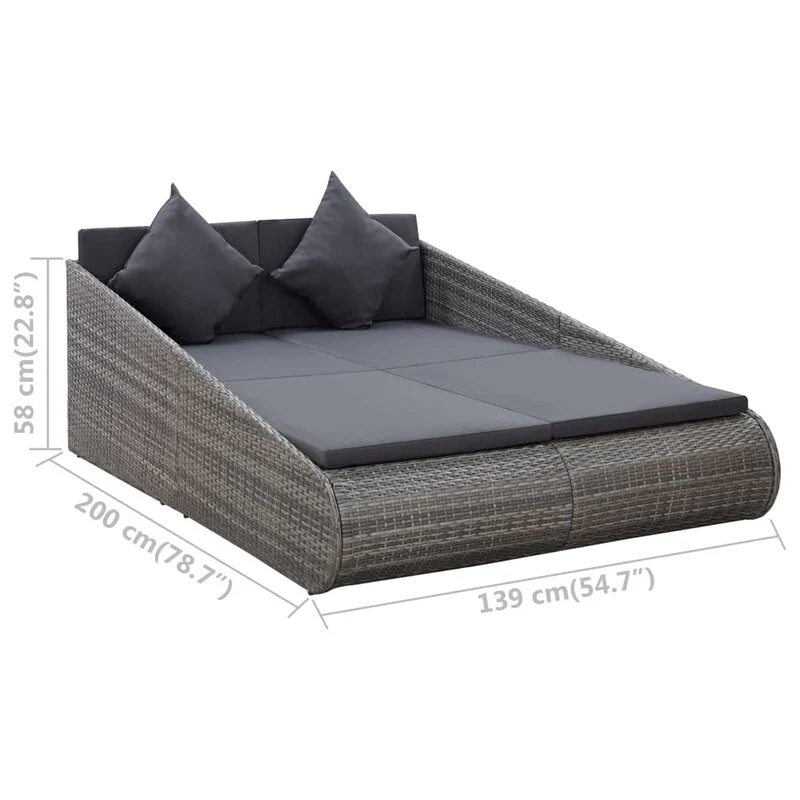 Sylvana Outdoor Poolside Sunbed With Cushion Daybed (Grey) - Image 4