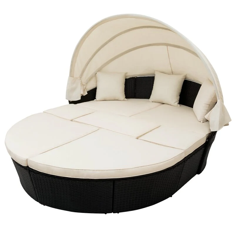 Boni Outdoor Poolside Sunbed With Cushion Daybed (Black) - Image 2