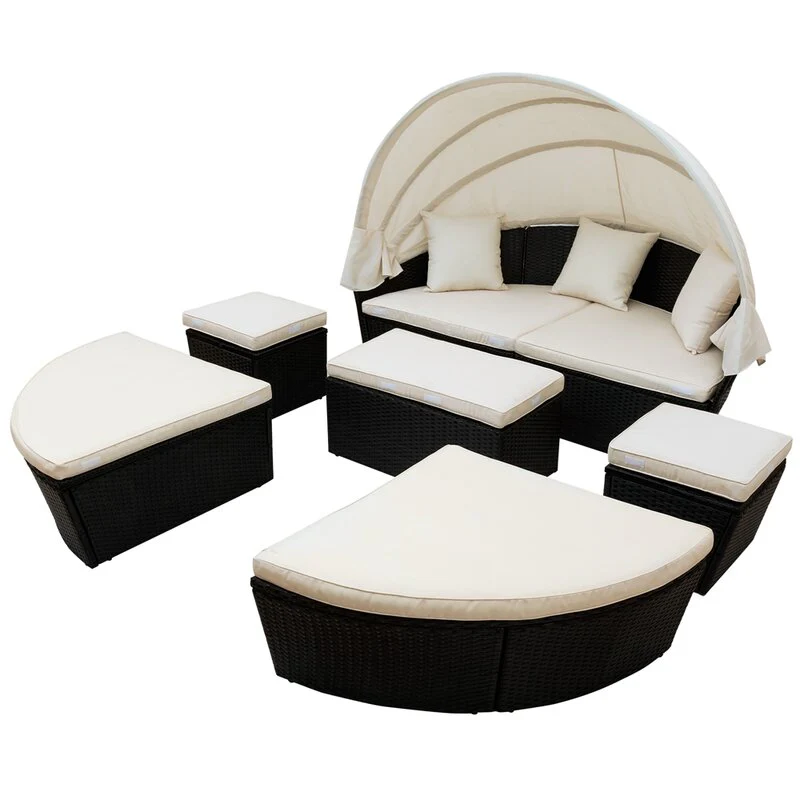 Boni Outdoor Poolside Sunbed With Cushion Daybed (Black) - Image 5