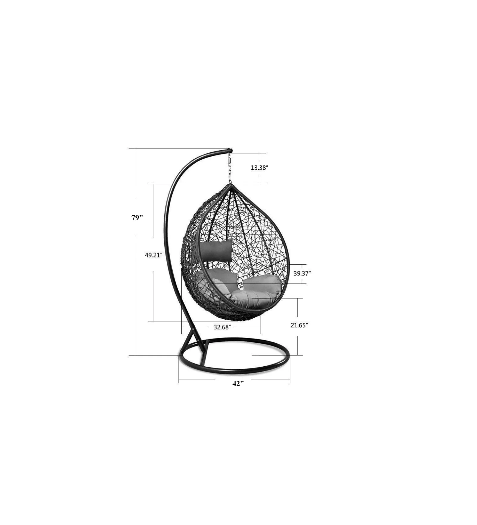 Celestino Single Seater Hanging Swing With Stand For Balcony , Garden Swing (Black) - Image 6