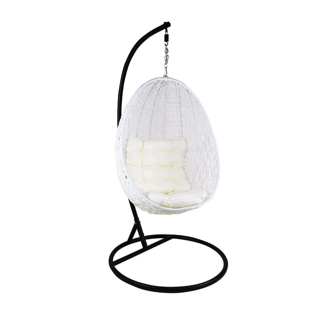 Luciana Single Seater Hanging Swing With Stand For Balcony , Garden Swing (White) - Image 5
