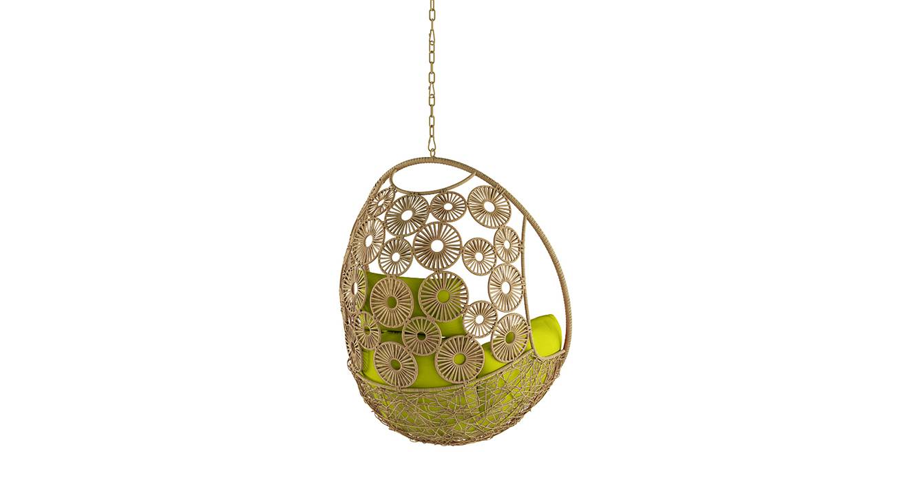 Clemente Single Seater Hanging Swing Without Stand For Balcony , Garden Swing (Honey) - Image 3