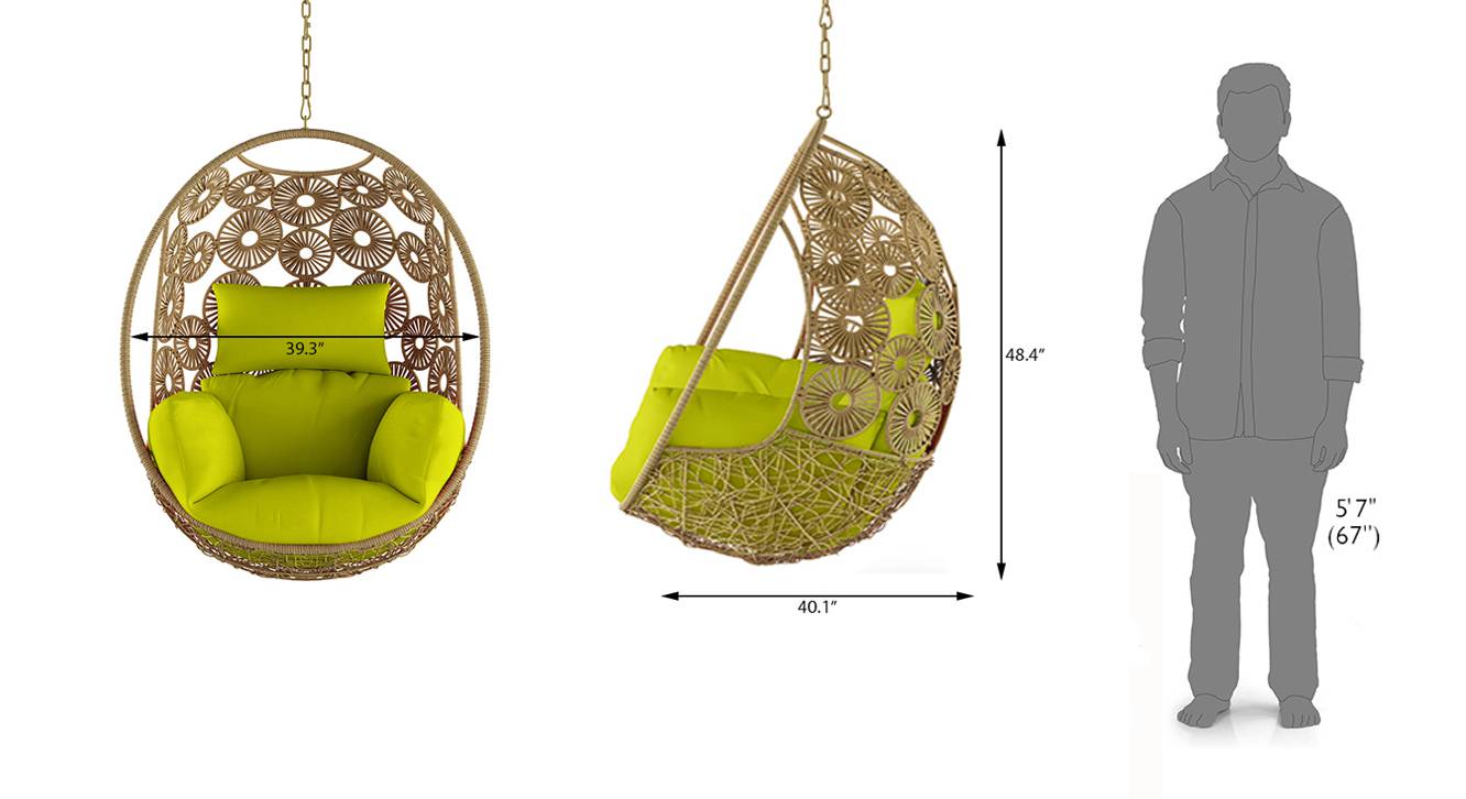 Clemente Single Seater Hanging Swing Without Stand For Balcony , Garden Swing (Honey) - Image 9