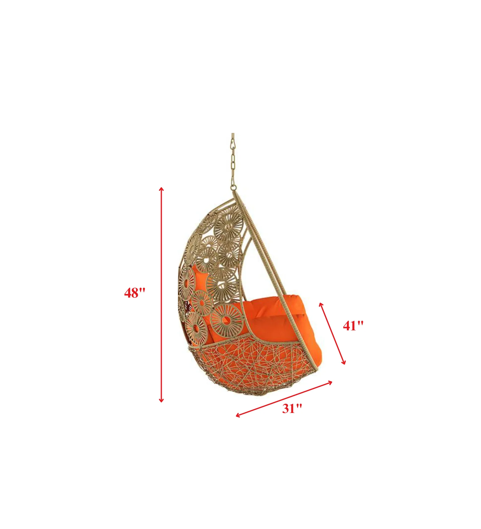 Luoni Single Seater Hanging Swing Without Stand For Balcony , Garden Swing (Honey) - Image 8