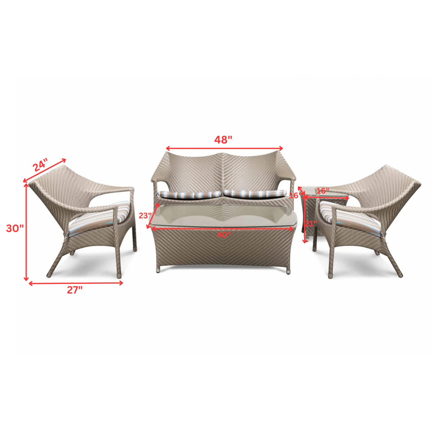 María Outdoor Sofa Set 2 Seater , 2 Single seater and 1 Center Table (Beige) - Image 8