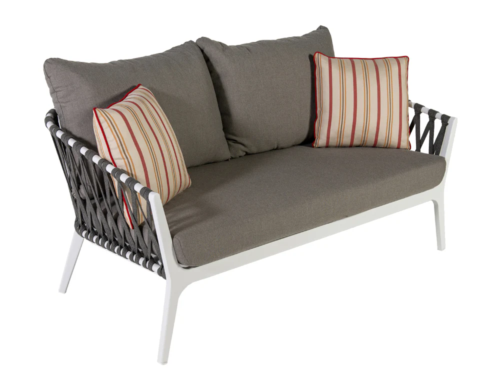 Mazzanti Outdoor Sofa Set 2 Seater , 2 Single seater and 1 Center Table (White + Brown) Braided & Rope - Image 3