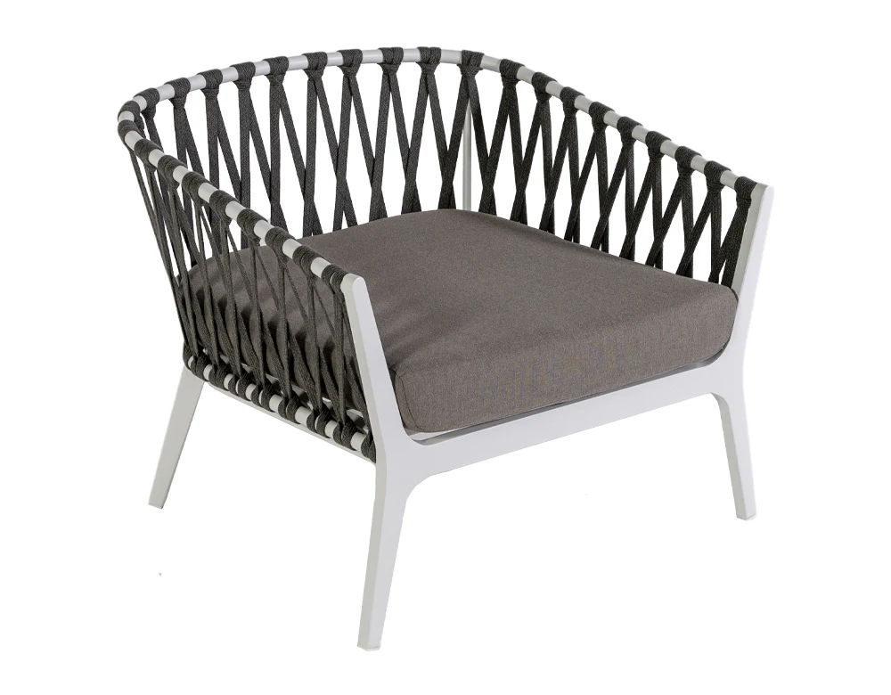 Mazzanti Outdoor Sofa Set 2 Seater , 2 Single seater and 1 Center Table (White + Brown) Braided & Rope - Image 4