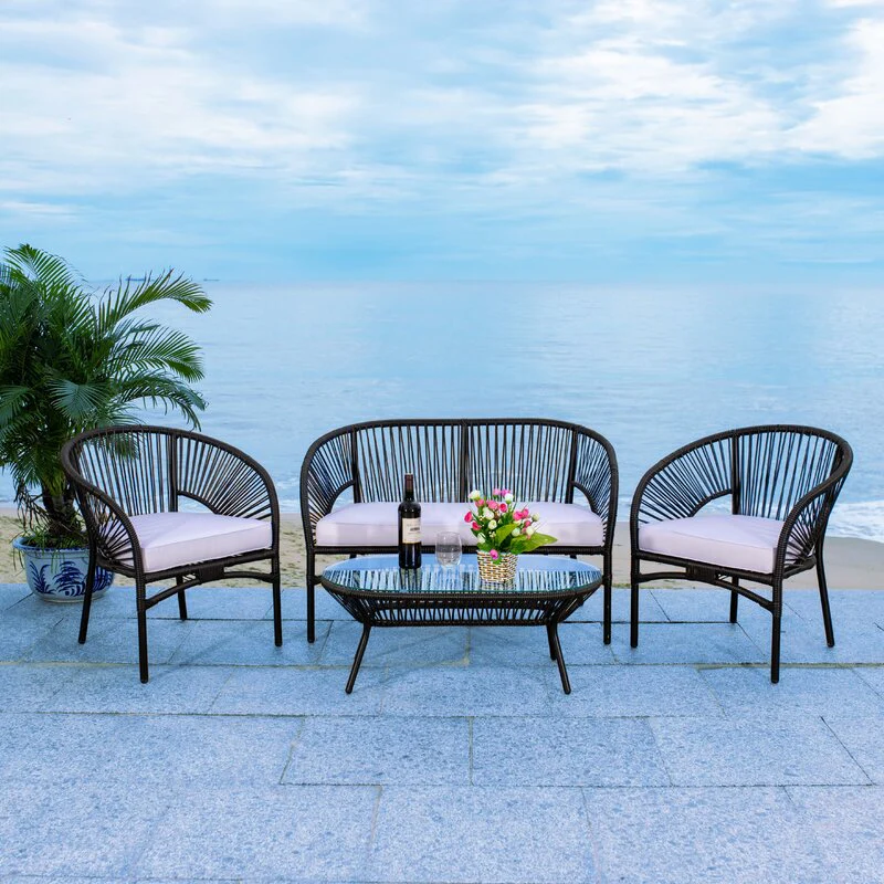 Amedea Outdoor Sofa Set 2 Seater , 2 Single seater and 1 Center Table (Black + White) - Image 2