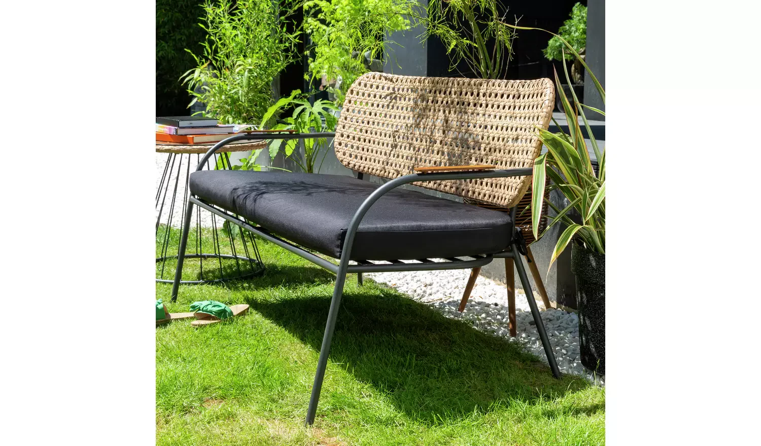 Meta Outdoor Garden Balcony Sofa Set 2 Seater , 2 Single seater , 1 side table and 1 Center Table Set (Honey + Grey) - Image 4