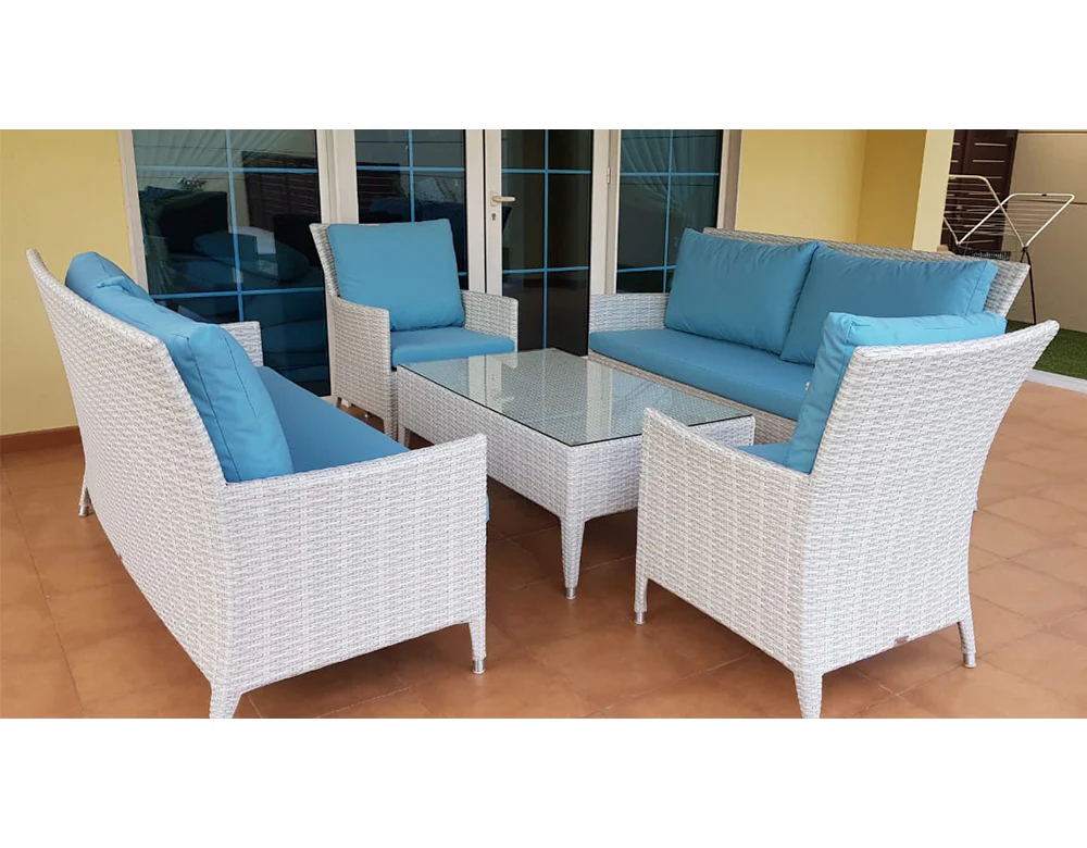 Pio Outdoor Sofa Set 2 Seater , 2 Single seater and 1 Center Table (White) - Image 5