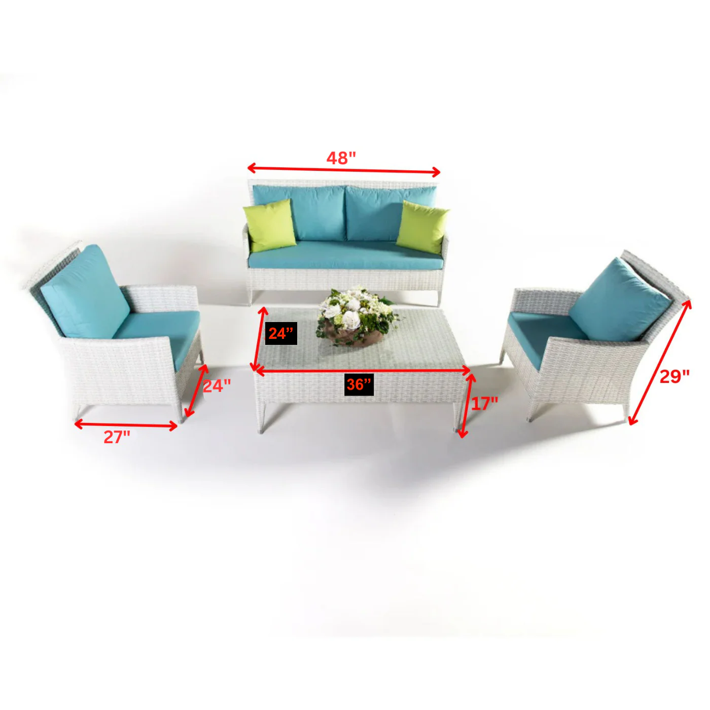 Pio Outdoor Sofa Set 2 Seater , 2 Single seater and 1 Center Table (White) - Image 6