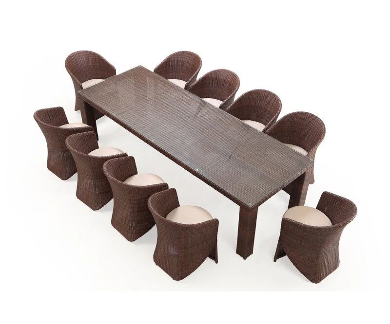 Candreva Outdoor Patio Dining Set 10 Chairs and 1 Table (Brown) - Image 2